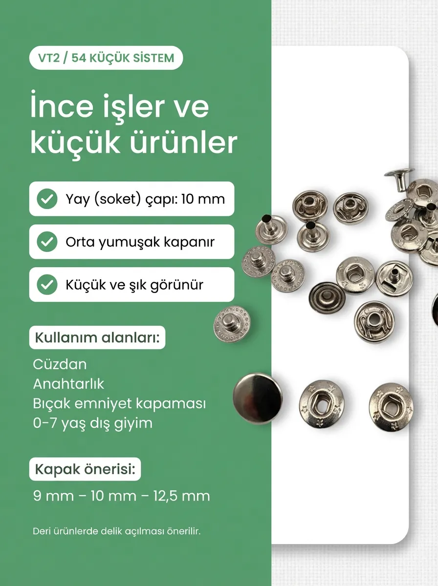 VT2 / 54 küçük sistem çıtçıt: ince iş ve küçük ürünler
